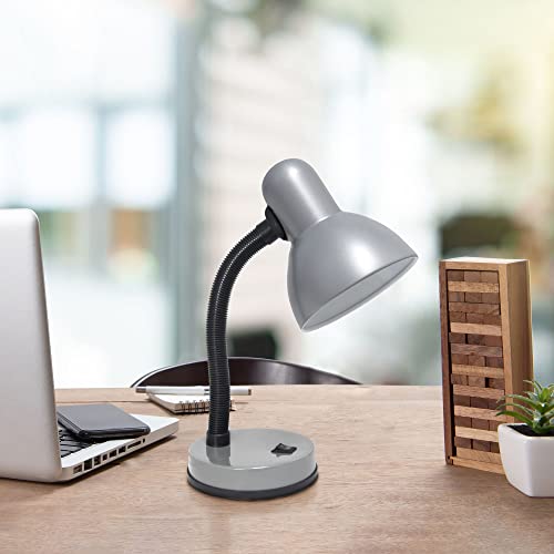 Creekwood Home Essentix 14.25" Traditional Fundamental Metal Desk Task Lamp and Bowl Shaped Shade with Flexible Gooseneck