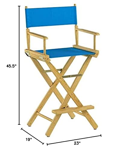 Casual Home 230-00/021-27 Director Chair 30" - Bar Height Natural Frame/Turquoise Canvas