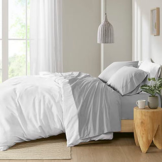 Madison Park 100% Cotton Percale Brushed Highly Breathable Moisture Absorbing Hypoallergenic 4 Piece