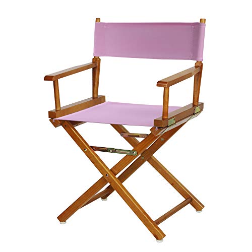Casual Home 200-55/021-22 18" Honey Oak Frame-Pink Canvas Director Chair Classic Height, OakFrame