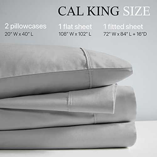 Beautyrest 1000 Thread Count, Solid Color Sheet Set, Elastic Deep Pocket, All Season, Breathable, HeiQ Smart Temperature, Soft Cotton Blend Bedding, Matching Pillowcase, Cal King Grey 4 Piece