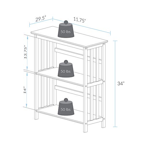 Casual Home Mission Style 3-Shelf Bookcase, Espresso