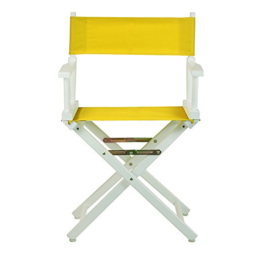 Casual Home 200-01/021-34 18" White Frame-Gold Canvas Director Chair Classic Height, WhiteFrame