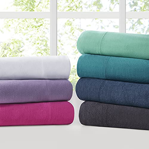 Intelligent Design Cotton Blend Jersey Knit Bed Sheet Set Wrinkle Resistant, Soft Sheets with 14" Deep Pocket, All Season, Cozy Bedding-Set, Matching Pillow Case, Full, Dark Grey 4 Piece