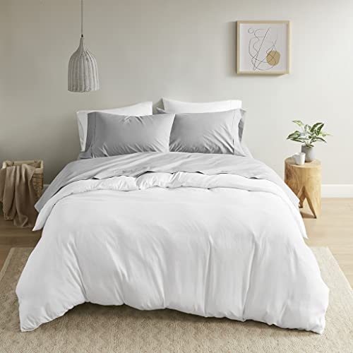 Madison Park Peached Percale Cotton Sheet Set Grey Cal King