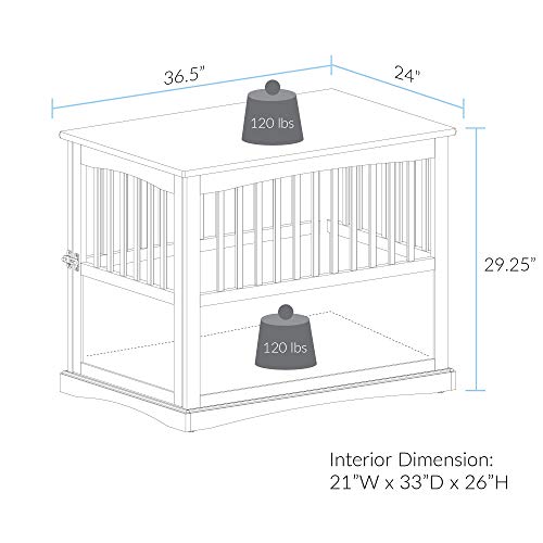 Casual Home Wooden Large Pet Crate, End Table, Walnut