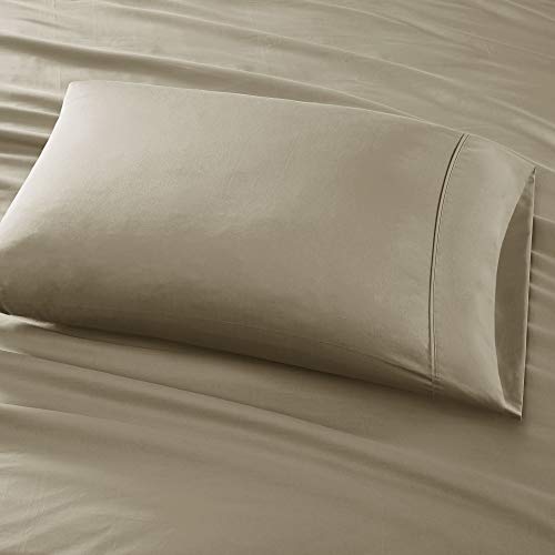 Madison Park 800 Thread Count Luxurious Wrinkle Free Breathable Cotton Rich Sateen 6 Piece Sheet Set, Cal King Size, Khaki