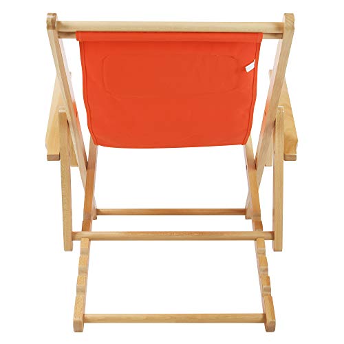 Casual Home Adjustable Sling Chair Natural Frame, Orange Canvas