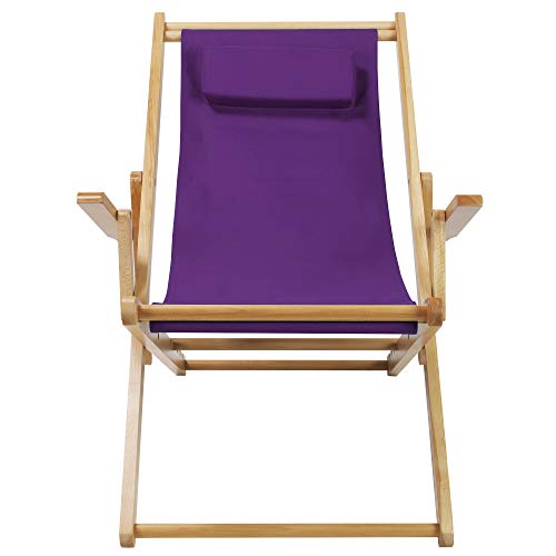 Casual Home Adjustable Sling Chair Natural Frame, Purple Canvas