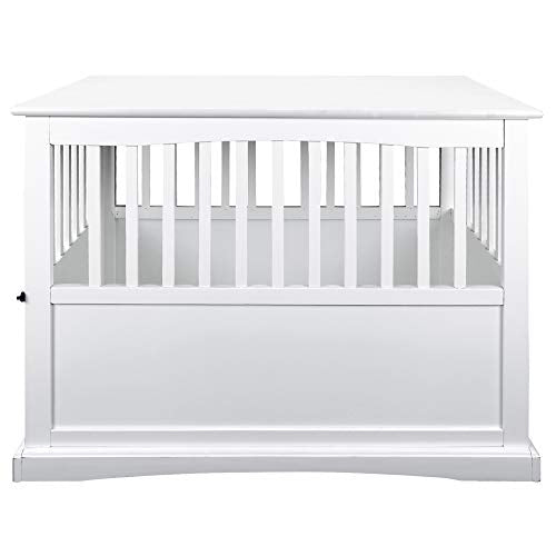 Casual Home Wooden Large Pet Crate, End Table, White
