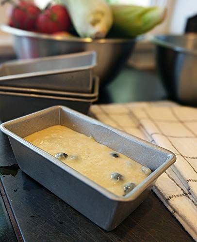 USA Pan Bakeware Loaf Pan, Nonstick & Quick Release Coating, Made in the USA from Aluminized Steel, Set of 4 Mini