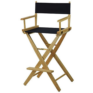 American Trails Extra-Wide Premium 30" Director's Chair Natural Frame with Navy Canvas, Bar Height