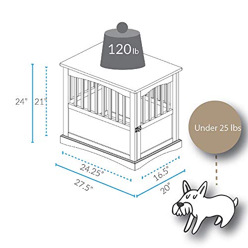 Casual Home Wooden Medium Pet Crate, End Table, White