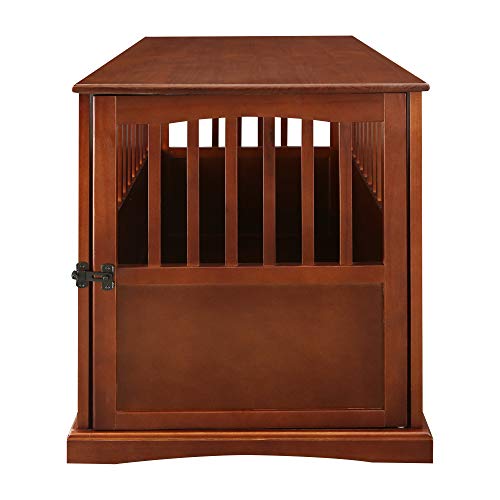 Casual Home Wooden Large Pet Crate, End Table, Walnut