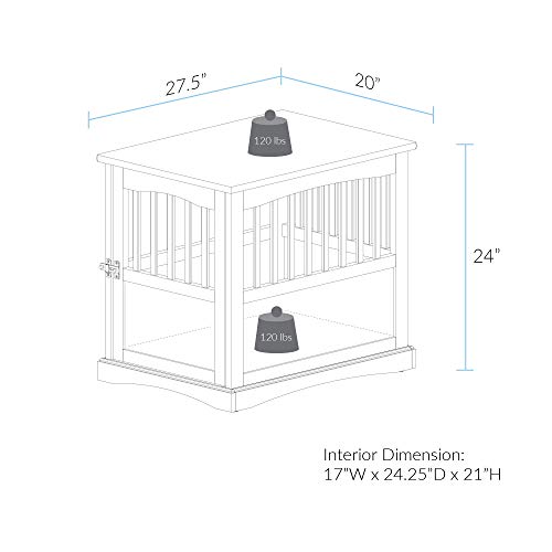 Casual Home Wooden Medium Pet Crate, End Table, Black
