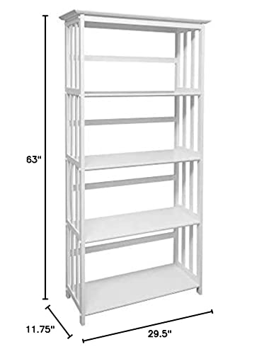 Casual Home Mission Style 5-Shelf White Bookcase,310-61