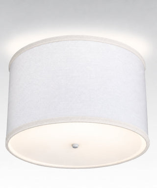 14"W Moderne Flush Mount Conversion Kit  White Fabric Drum Lampshade