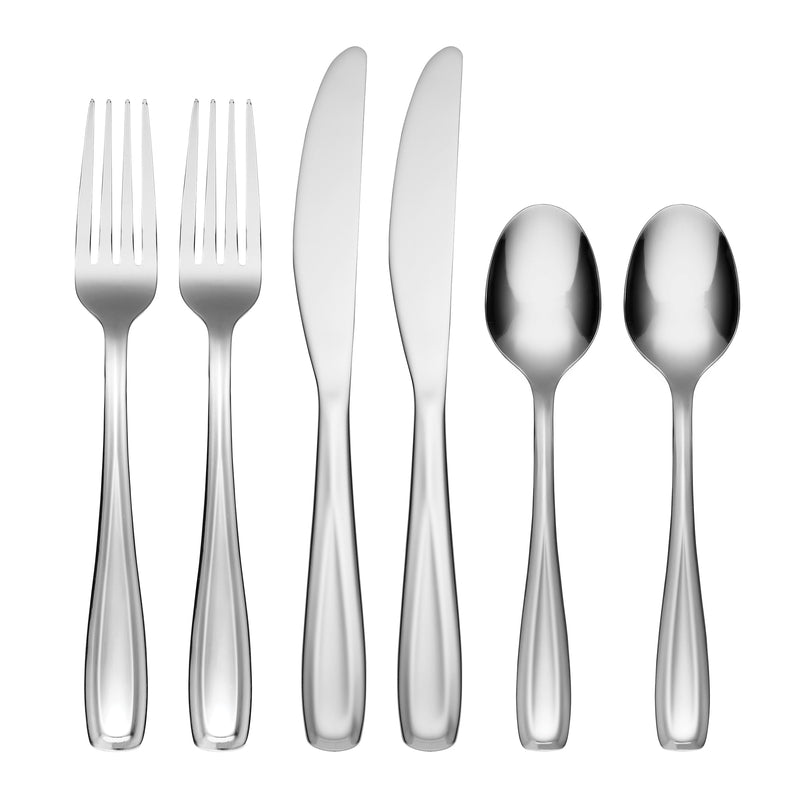Cambridge Waylen Mirror Silverware Set – Two 3 Piece Settings | 2 Dinner Forks, 2 Dinner Knives and 2 Teaspoons