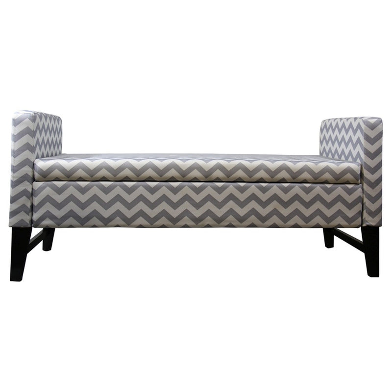 Home Outfitters 53" Gray and White and Black Upholstered Polyester Blend Geometric Bench with Flip top