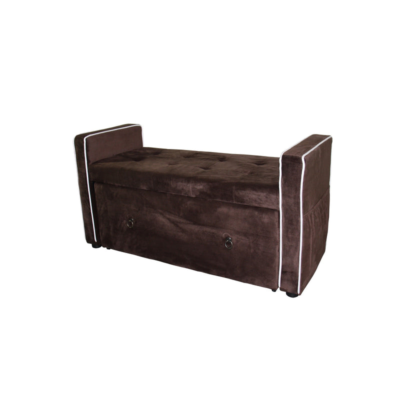 Home Outfitters Brown Suede Shoe Storage Bench with Drawer