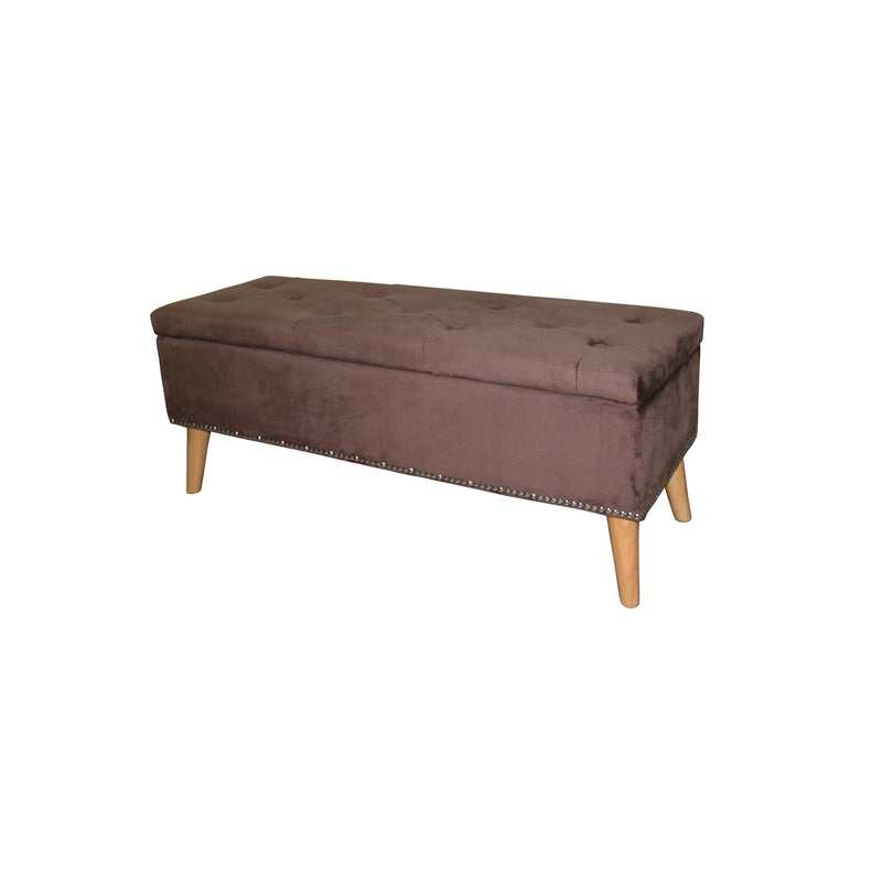 Home Outfitters Cozy Brown Suede Storage Bench