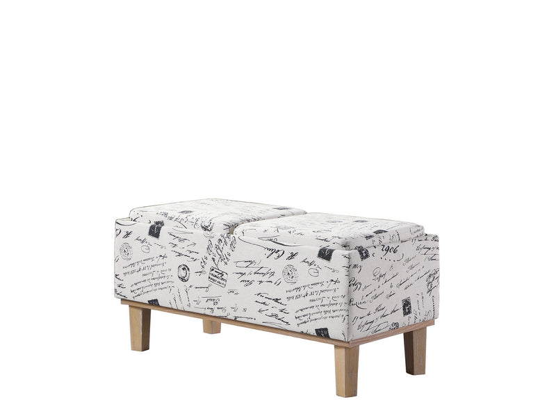 Home Outfitters 17" Black and White and Natural Upholstered Polyester Bench with Flip top