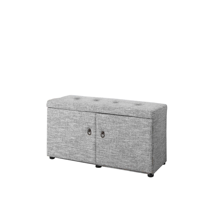 Home Outfitters Light Gray Linen Look Double Door Shoe Storage Bench