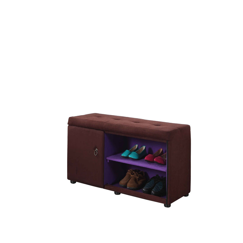 Home Outfitters Brown and Purple Tufted Shoe Storage Bench