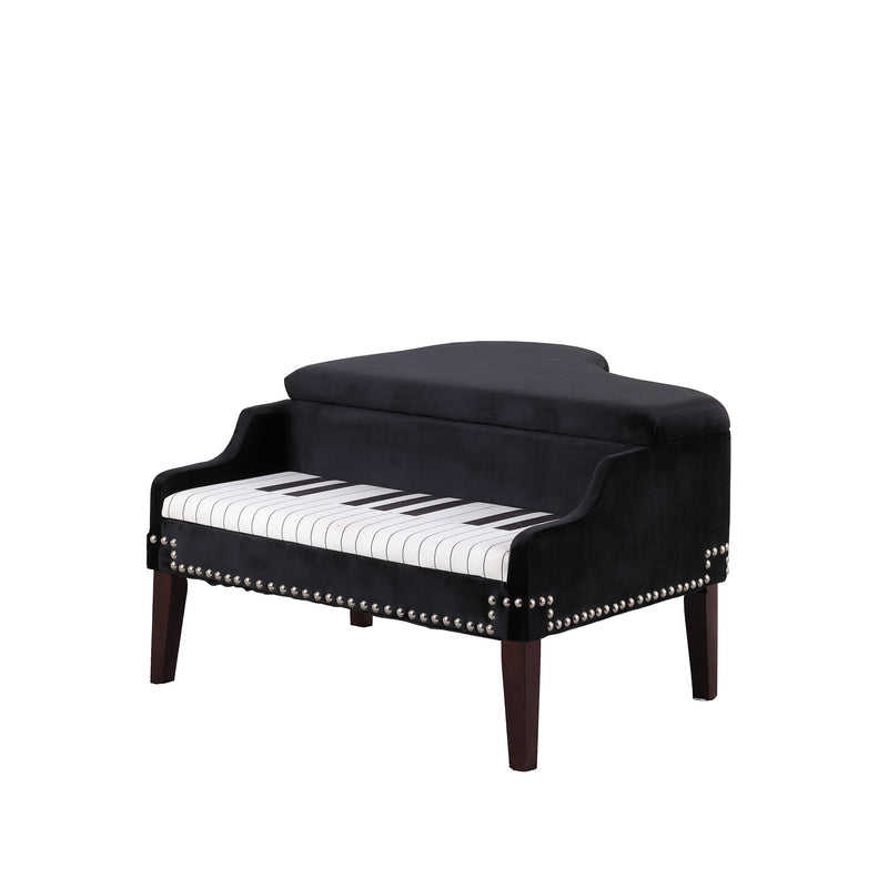 Home Outfitters Black Velour Baby Grand Piano Storage Bench