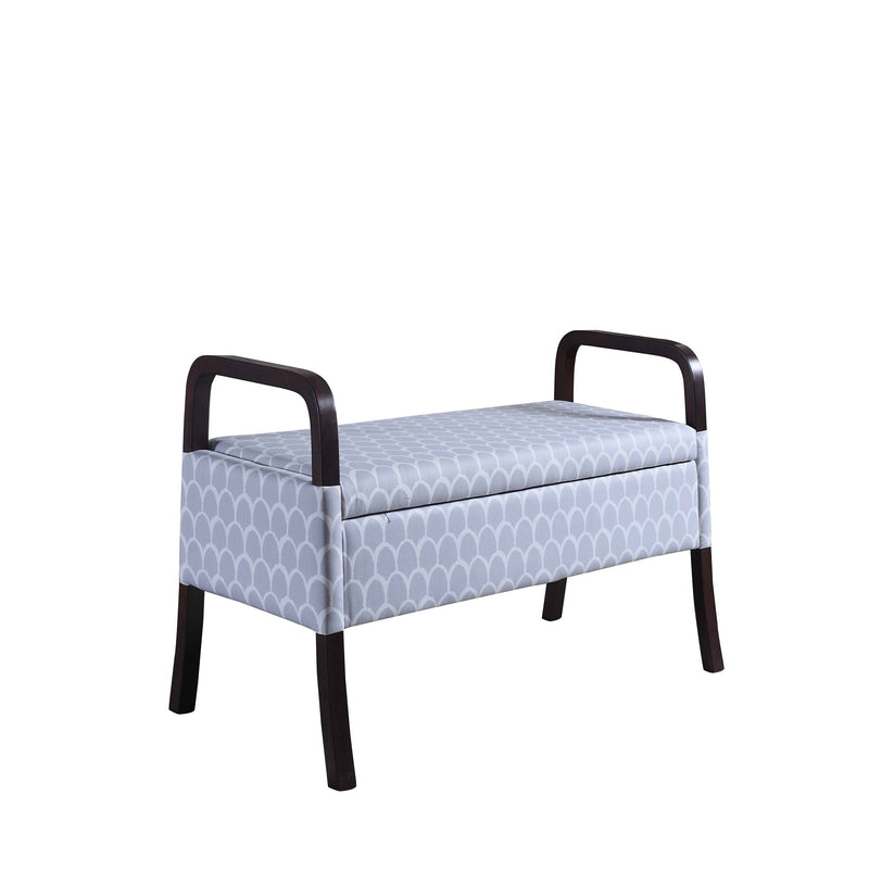 Home Outfitters 17" Black And Gray Upholstered 100% Polyester Trellis Entryway Bench With Flip Top