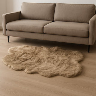 Home Outfitters 4' X 6' Tan Faux Fur Washable Non Skid Area Rug