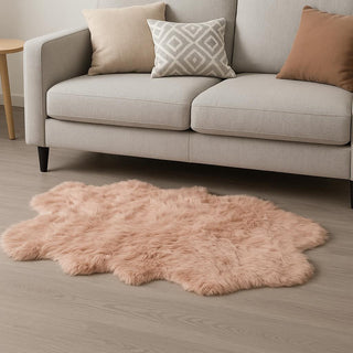 Home Outfitters 4' X 6' Dusty Rose Faux Fur Washable Non Skid Area Rug