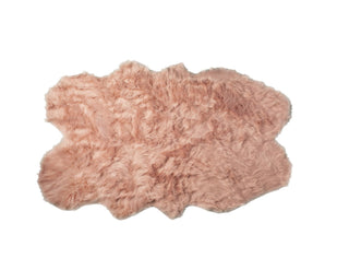 Home Outfitters 4' X 6' Dusty Rose Faux Fur Washable Non Skid Area Rug