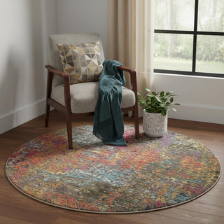 Home Outfitters 4' Sunset Abstract Round Rug