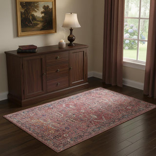 Home Outfitters 4' X 6' Brick Oriental Power Loom Distressed Washable Area Rug