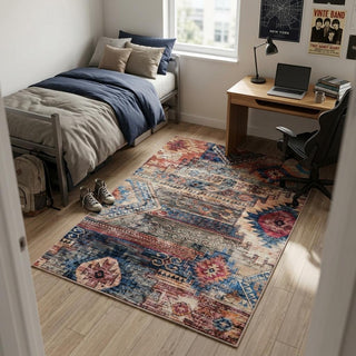 Home Outfitters 4' X 6' Multicolor Southwestern Power Loom Distressed Washable Area Rug
