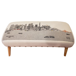 Home Outfitters 38" Cream Wool and Brown Ottoman
