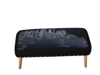 Home Outfitters 38" Gray Wool and Brown Ottoman