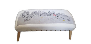 Home Outfitters 38" Cream Wool and Brown Ottoman