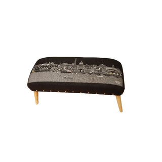 Home Outfitters 38" Gray Wool and Brown Ottoman
