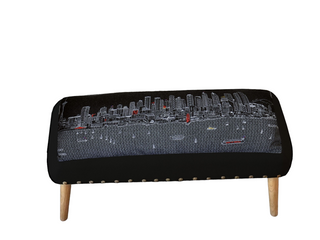 Home Outfitters 38" Gray Wool and Brown Ottoman