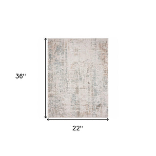 Home Outfitters 2' X 3' Gray Blue Taupe And Cream Abstract Distressed Stain Resistant Area Rug