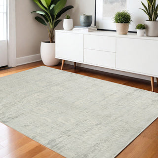 Home Outfitters 4' X 6' Ivory And Gray Floral Stain Resistant Area Rug