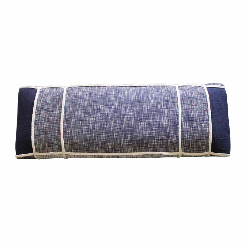 Home Outfitters 47" Blue And Gray Textural White Leg Upholstered Bench