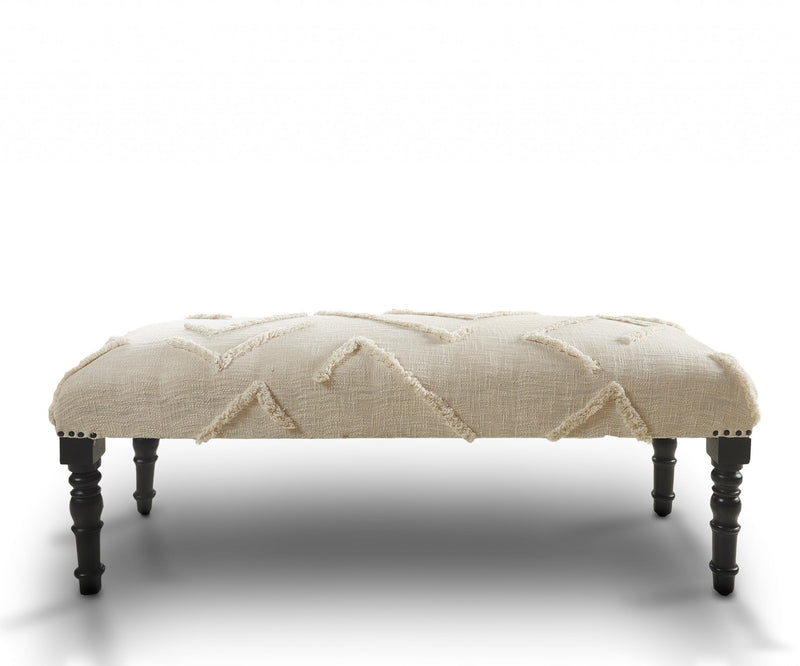 Home Outfitters 47" Cream And Black Leg Abstract Upholstered Bench