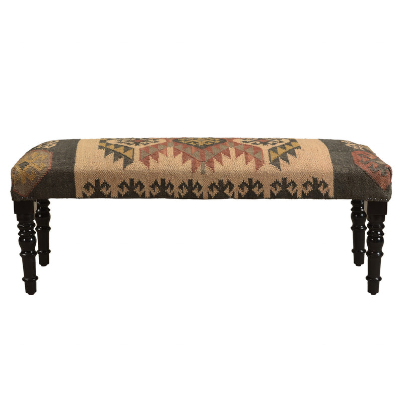 Home Outfitters 47" Shades of Brown Black Leg Southwest Upholstered Bench