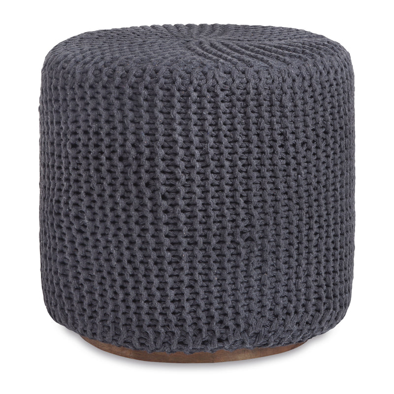 Home Outfitters 16" Gray Cotton Blend Round Pouf Ottoman