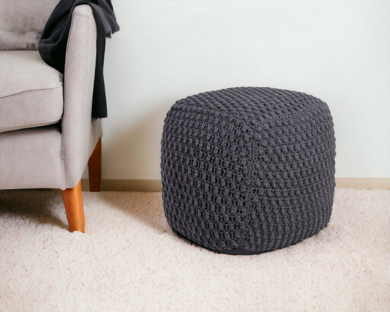 Home Outfitters 18" Gray Cotton Blend Pouf Ottoman