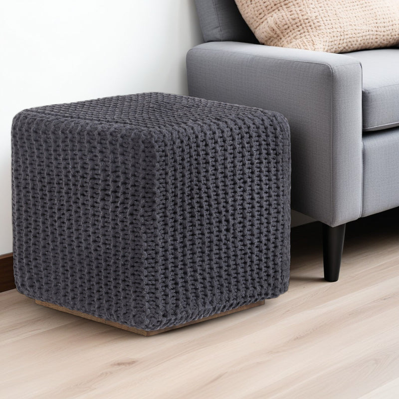 Home Outfitters 16" Gray Cotton Blend Pouf Ottoman