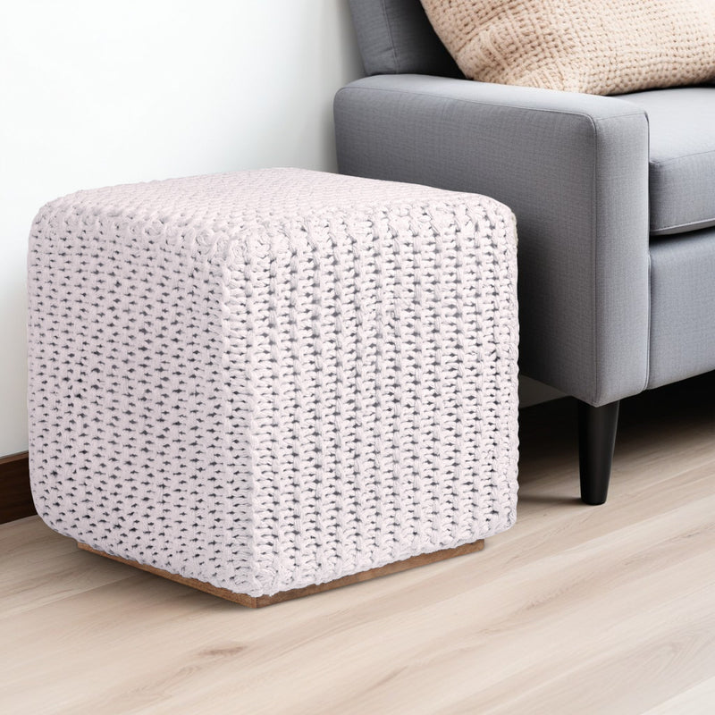 Home Outfitters 16" White Cotton Blend Pouf Ottoman